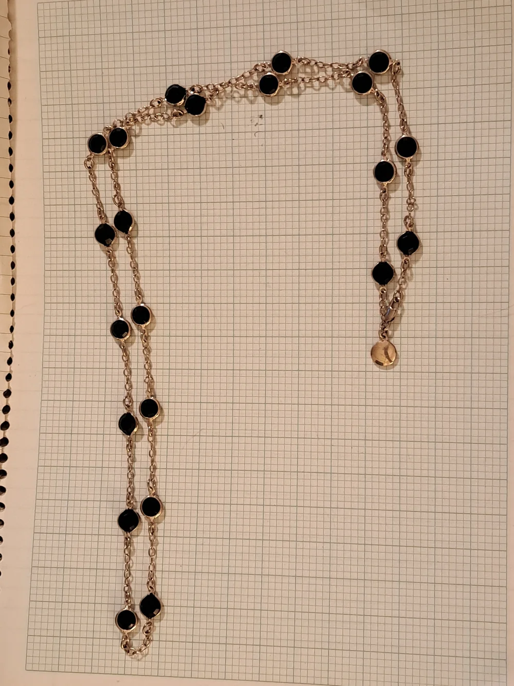 J. Crew Gold-Tone Chain Station Necklace with Black Gem Accents